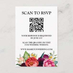 Elegante Wildblume Meadow QR Code Wedding RSVP Begleitkarte