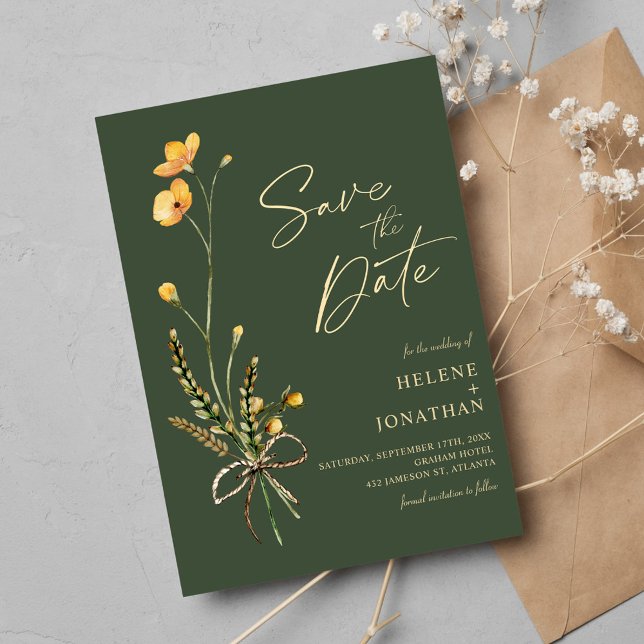Elegante Wildblume Moderne Rustikale Hochzeit Save The Date (Elegant Wildflower Modern Rustic Wedding Save The Date)