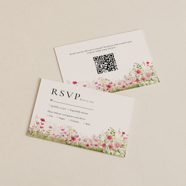 Elegante Wildblume Online UAwg QR Code Hochzeit Begleitkarte (Von Creator hochgeladen)
