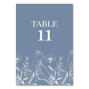 Elegante Wildblume Periwinkle Wedding Tischnummer