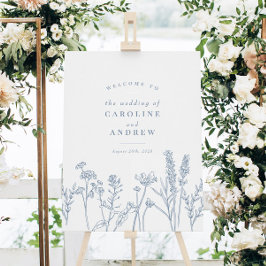 Elegante Wildblume Periwinkle Wedding Willkommensz Poster