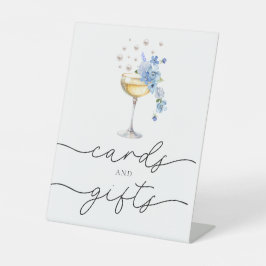 Elegante Wildblume Perlen & Prosecco Karten & Gesc Sockelschild
