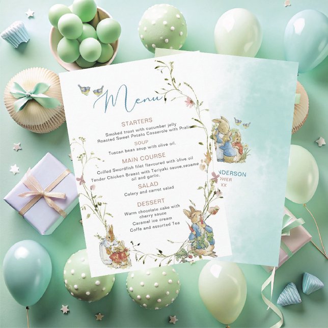 Elegante Wildblume Peter Rabbit baby sh Begleitkarte (Von Creator hochgeladen)