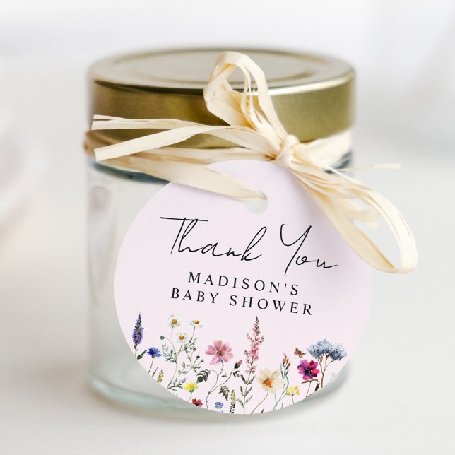 Elegante Wildblume Pink Baby Dusche Vielen Dank Geschenkanhänger (Von Creator hochgeladen)