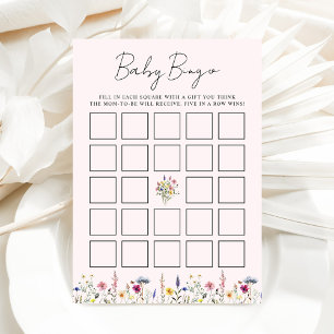Elegante Wildblume Pink Baby Shower Bingo Card