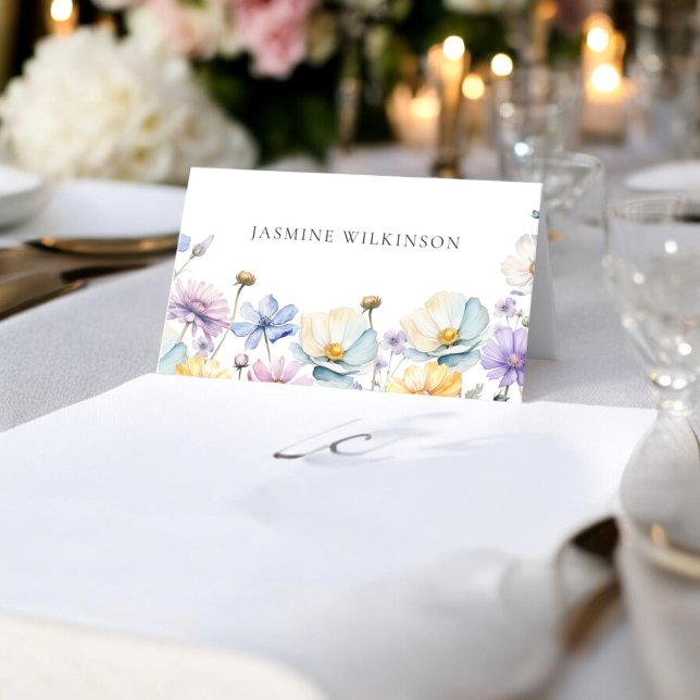 Elegante Wildblume Platzkarte (modern elegant wedding table place card with beautiful wildflowers)