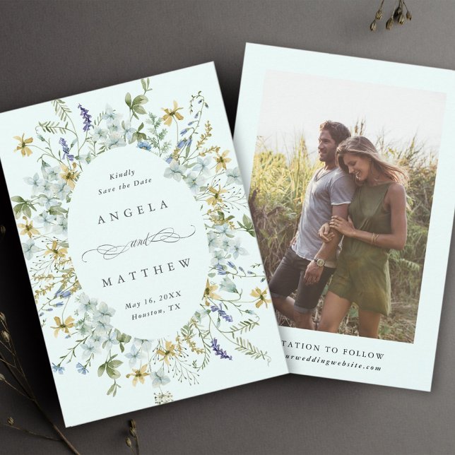 Elegante Wildblume Rahmen Hochzeitsgraben Foto Min Save The Date (Von Creator hochgeladen)