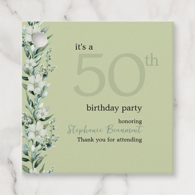 Elegante Wildblume Rosa Überraschung 50. Geburtsta Geschenkanhänger (Vorderseite)