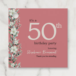 Elegante Wildblume Rosa Überraschung 50. Geburtsta Geschenkanhänger