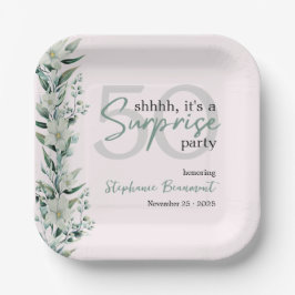 Elegante Wildblume Rosa Überraschung 50. Geburtsta Pappteller