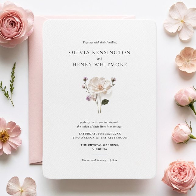Elegante Wildblume Rounded Corner Style Wedding Einladung (Von Creator hochgeladen)