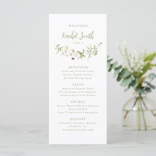 Elegante Wildblume Rustic Boho Wedding Guest Name Menükarte