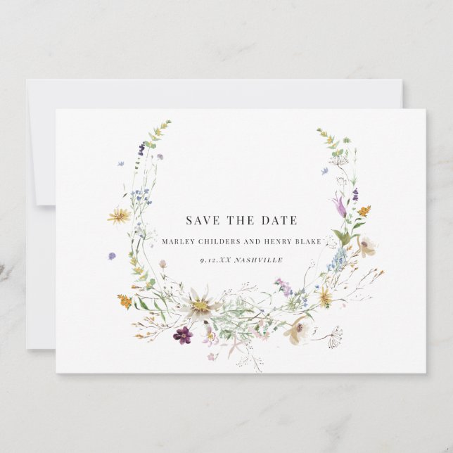 Elegante Wildblume Save the Date (Vorderseite)
