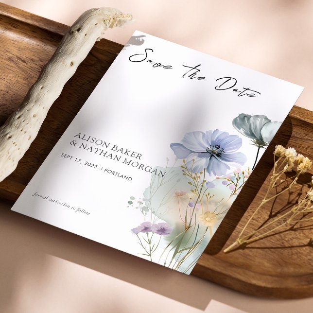 Elegante Wildblume Save the Date Karte | Aquarell (Elegant Wildflower Save the Date Card | Watercolor)