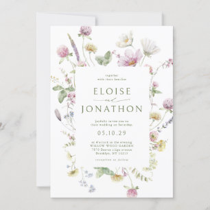 Elegante Wildblume Soft Pastel Botanische Hochzeit Einladung