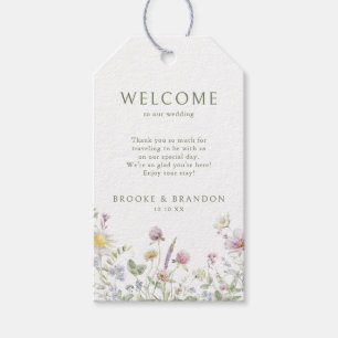 Elegante Wildblume Soft Pastel Botanische Hochzeit Geschenkanhänger