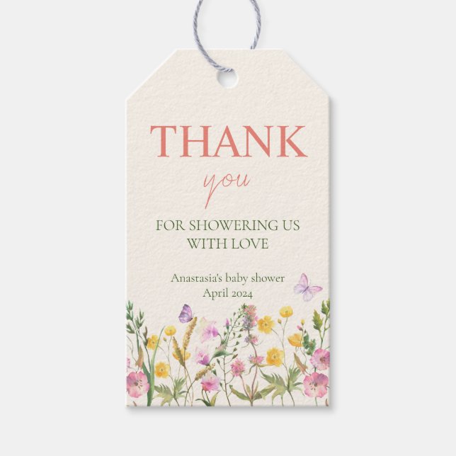Elegante Wildblume Spring Baby Dusche Vielen Dank Geschenkanhänger (Vorderseite)