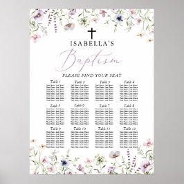 Elegante Wildblume Taufe Girl Seating Chart Poster