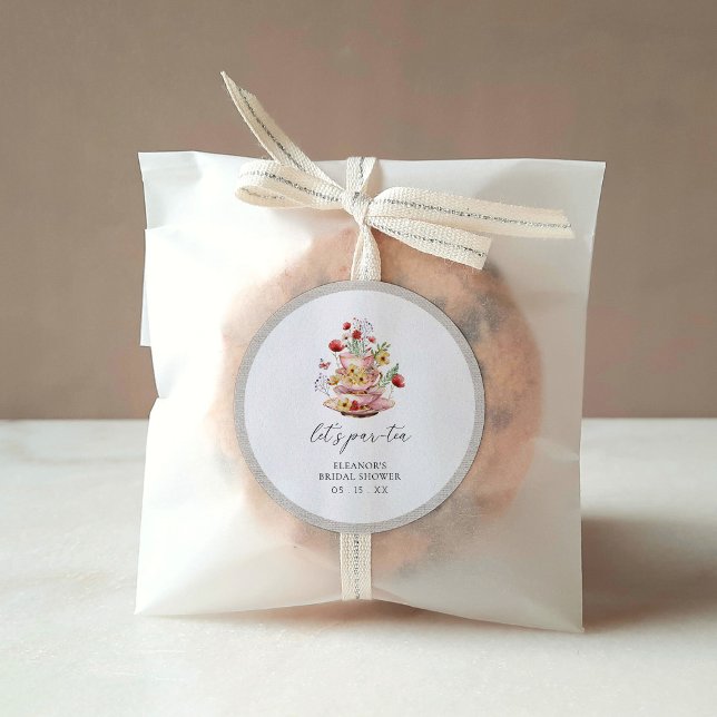 Elegante Wildblume Tea Party Brautparty Runder Aufkleber (Von Creator hochgeladen)