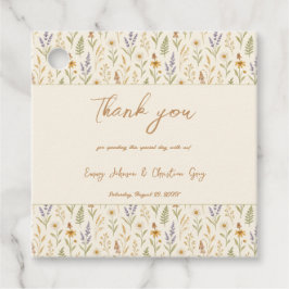 Elegante Wildblume Wasserfarbe Hochzeit Geschenkanhänger