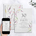 Elegante Wildblume Wasserfarben am 30. Geburtstag Einladung<br><div class="desc">Herzlich willkommen zu Ihren 30. Geburtstagsfeiern mit dieser schönen Elegant Wildblume Watercolor Floral 30. Geburtstag Einladung! Diese atemberaubende Einladung ist ein klassisches, zeitloses Design mit modernen Touchs. Feine Aquarellfarben-Wildblumen prägen die Einladung, bedruckt auf einem Imitat mit feinen Kunstpapier-Textur für zusätzliche Details. Der Text wird in moderner, handgeschriebener Kalligrafie gemacht, die...</div>