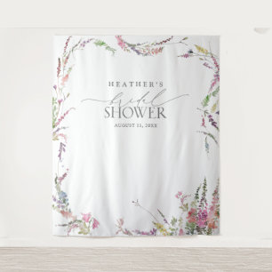 Elegante Wildblume Wasserfarben Duschkabine Foto Wandteppich