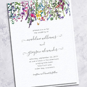 Elegante Wildblume Wasserfarbene Hochzeit Einladung
