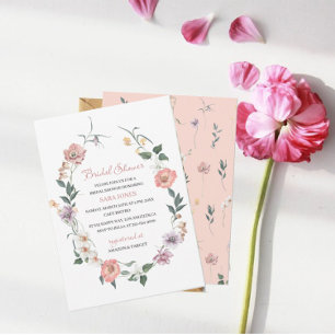 Elegante Wildblume Wasserfarbenes Brautparty Einladung