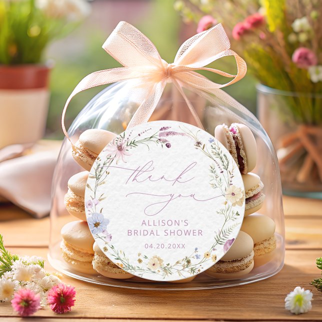 Elegante Wildblume Wasserfarbenes Brautparty Runder Aufkleber (Von Creator hochgeladen)