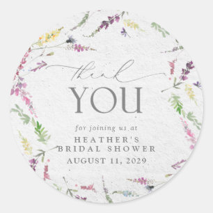 Elegante Wildblume Wasserfarbenes Brautparty Runder Aufkleber