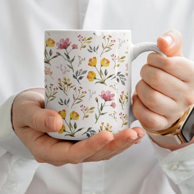 Elegante Wildblume Watercolor Kaffeetasse (Von Creator hochgeladen)