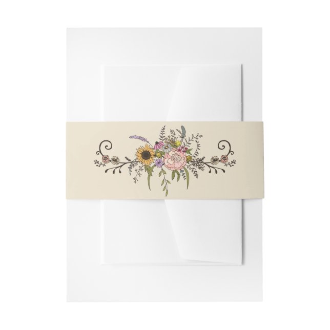 Elegante Wildblume Wedding Belly Bands Einladungsbanderole (Vorderseite Beispiel)