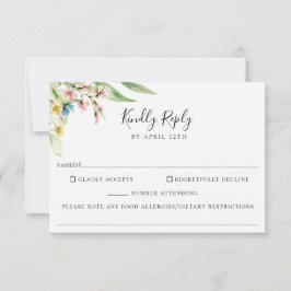 Elegante Wildblume Wedding Food Allergy RSVP Card