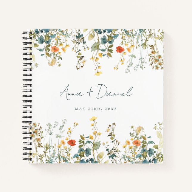 Elegante Wildblume Wedding Guest Book Notizbuch (Vorderseite)