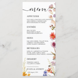 Elegante Wildblume Wedding Menu Karte