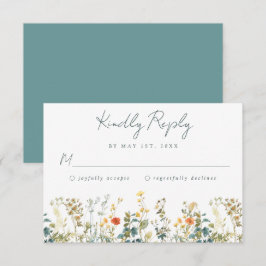 Elegante Wildblume Wedding RSVP Card Karte