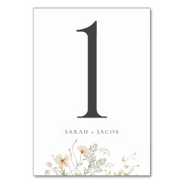 Elegante Wildblume Wedding Tischnummer Cards