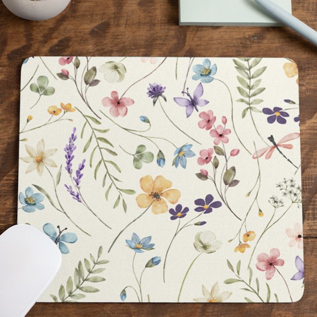 Elegante Wildblume Wildblumen Blumen Custom Mousepad (Von Creator hochgeladen)