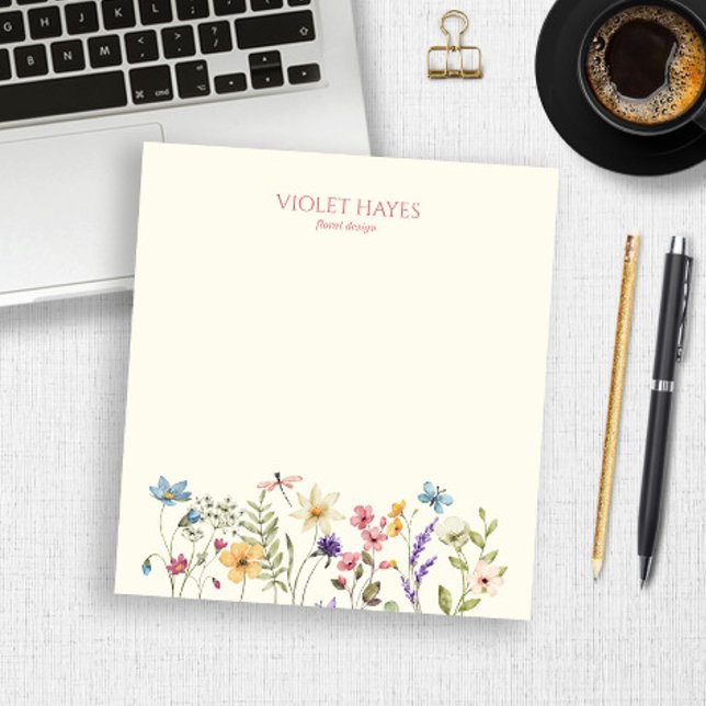 Elegante Wildblume Wildblumen Blumen Custom Notizblock (Von Creator hochgeladen)