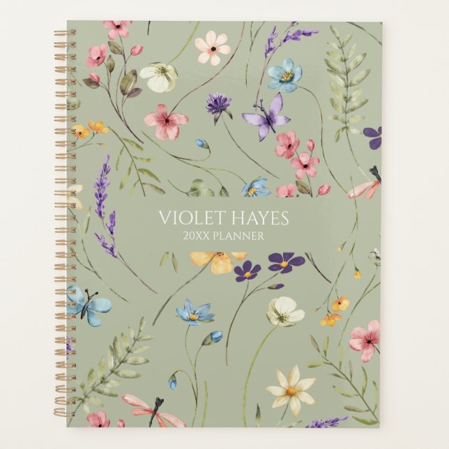 Elegante Wildblume Wildblumen Blumen Custom Planer (Vorderseite)