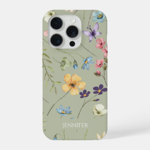 Elegante Wildblume Wildblumen Florale Benutzerdefi iPhone 15 Pro Hülle