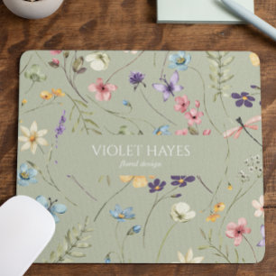 Elegante Wildblume Wildblumen Florale Benutzerdefi Mousepad