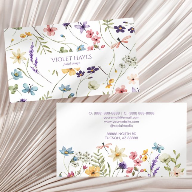 Elegante Wildblume Wilde Blume Maßgeschneidert Visitenkarte (Von Creator hochgeladen)
