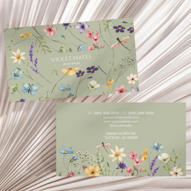 Elegante Wildblume Wilde Blume Maßgeschneidert Visitenkarte (Von Creator hochgeladen)