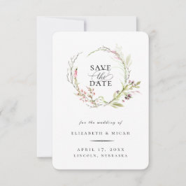 Elegante Wildblume Wreath Save the Date Ankündigung