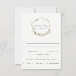 Elegante Wildblume Wreath Wedding RSVP Card
