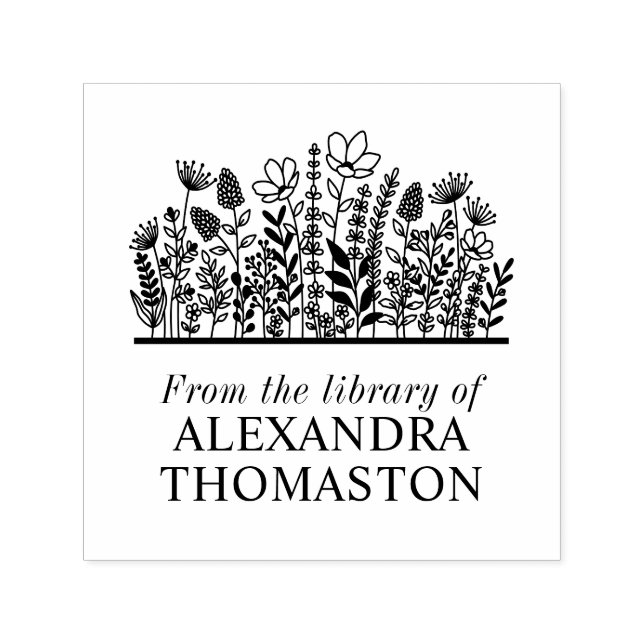 Elegante Wildblumen #2 Bibliotheksname Permastempel (Design)