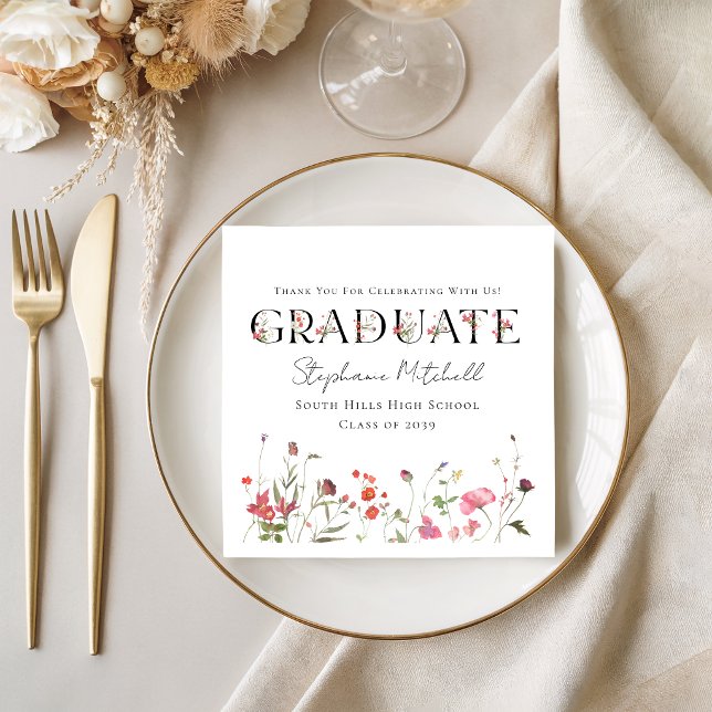 Elegante Wildblumen-Abschlussfeier Serviette (Elegant Wildflower Graduation Napkins)