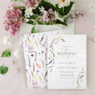 Elegante Wildblumen-Aquarell-Blumenhochzeit Einladung
