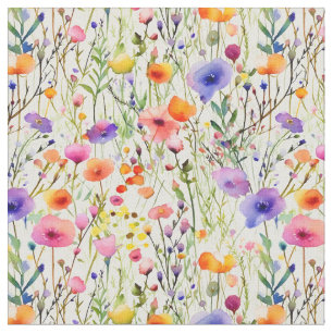 Elegante Wildblumen Aquarell Stoff